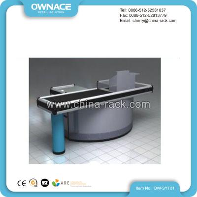 China Supermarket; Automatic Electric Reception Supermarket Checkout Cashier Counter With Conveyor Belt for sale