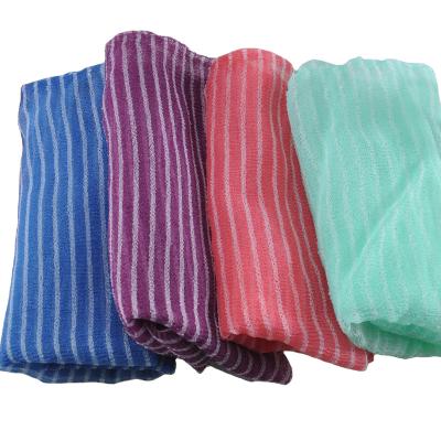 China Clean Beauty 100%Nylon Skin Cloth Body Scrub Exfoliate Shower Towel Sauna Bath Towel for sale