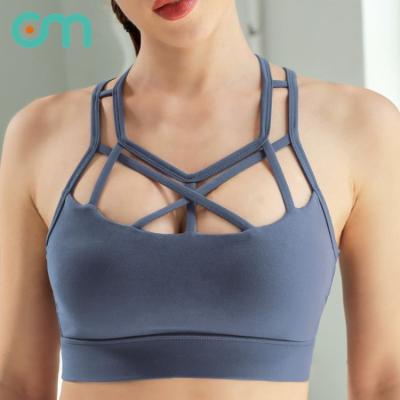 China New Arrival Women's Yoga Sports Bra Fashion Breathable Quick-drying Naked Cross Back Bra Beautiful Back Bra for sale