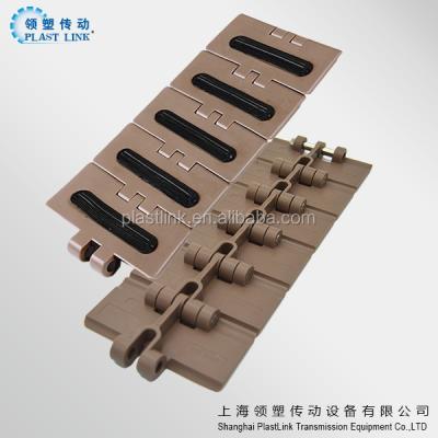 China Carboard Box LS 820 Conveyor Chains Rubber Straight Slat Upper Plastic Conveyor Chain Belt for sale