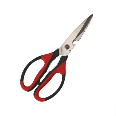 China New Design Universal Kitchen Stainless Steel Multifunctional Cutting Scissors with Soft Handle for sale