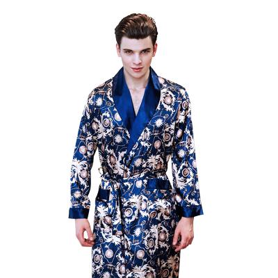 China QUICK DRY Single Spring Ice Silk Men's Long Sleeve Spring Nightgown Ice Silk Home Clothes Manufacturer for sale