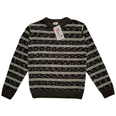 China Anti Shrink Style Boy Top Custom Sweaters Stripe Over Sized Elastic Round Neck Knitted Sweater Sweater for sale