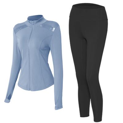 China 2022 Breathable New Autumn And Winter Yoga Sports Suit Tight Running Fitness Zipper Cardigan Women's Casual Long Sleeve Set for sale