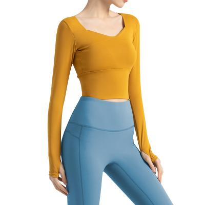 China Breathable Hot Style Long Sleeve Yoga Top Sports Clothes Yoga Shirt Workout Clothes Quick Dry Yoga Top For Women for sale