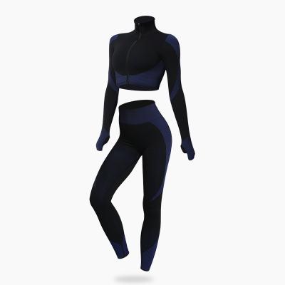 China Breathable 2pcs Yoga Set Custom Women Crop Top Women Sports Fitness Yoga Set Gym Yoga Suit Slim Sport for sale