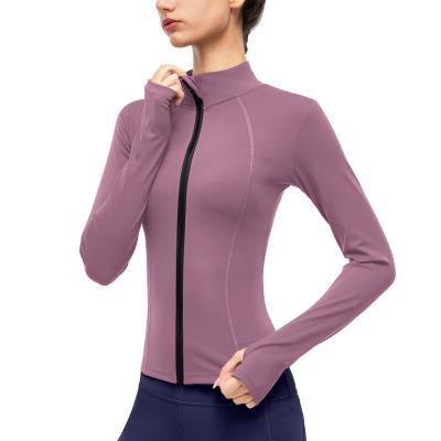 China New European and American Style Women's Gym Yoga Wear Breathable Wicking Front Zipper Long Sleeve Yoga Top Yoga Wear for sale