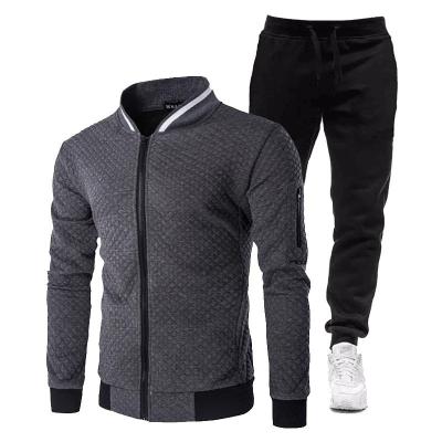 China Breathable Fashion Knit Jogging Comfortable Sets Front Zipper Workout Mens Collar Suit Gym Sweatsuits for sale