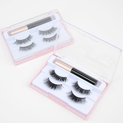 China Wholesale Feather Design New No Fake Magnetic False Invisible Mink Eyelashes With Magnetic 3D Magnet Eyeliner for sale