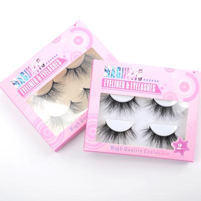 China New Feather Design Two Pairs None Silk Fake Magnetic Invisible Mink Eyelashes With Magnetic 3D Magnet Eyeliner for sale