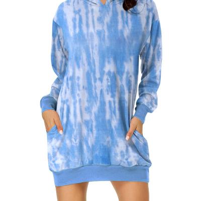 China New Anti-wrinkle Anti-wrinkle Long Sweatshirt Dress Sheathed Fleece Casual Loose Embossed Fabric for sale