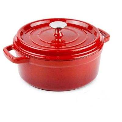 China Viable Wholesale OEM Universal Red Round Enamel Pot Cast Iron Cookware for sale