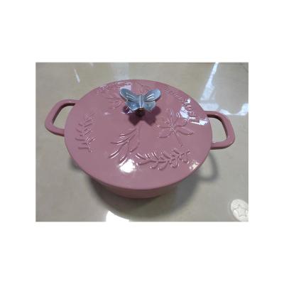 China Viable made in china exquisite pink color enamel cast iron cookware for sale