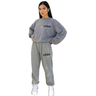 China 2021 Anti-shrink custom womens sweat suits women set long sleeve crewneck hoodie set for women for sale