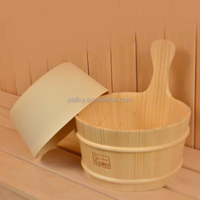 China Computer control panel sauna room fittings wooden spoon 4L sauna spa bucket and ladles for sale