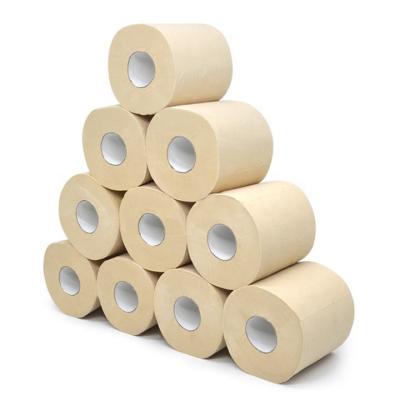 China Eco-friendly Soft Smooth Bamboo Unbleached Bamboo Bathroom Tissue Tissue Paper Disposable Roll Paper Towels for sale