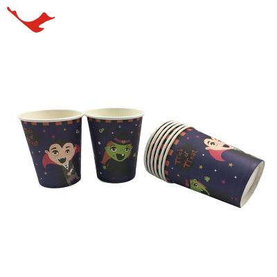 China Disposable Mixed Color Halloween Disposable Single Wall Biodegradable Custom Printed Paper Cup for sale