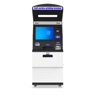 China Hospital Ticket Booths Banks Property OEM Factory 21.5 Inch Dual Print & Scan Vertical Order Self-Service Payment Screen Display Kiosk for sale