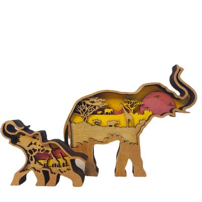 China Eco - Friendly Wooden Carved Elephant Decorations Creative Home Ornaments for sale