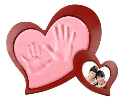 China Home decoration picture photo heart shaped double frame with clay for sale