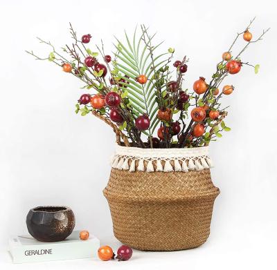 China Eco-friendly Woven Decorative Hanging Sundries Plant Floor Bag Flowerpot Plant Basket Foldable Basket Home Storage Basket for sale