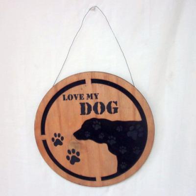 China Vintage Wooden Dog Sign China Wall Hanging Decoration Painted China for sale