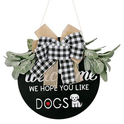 China All Round Dog Welcome Garland Sign for Farmhouse Front Porch Decor for sale