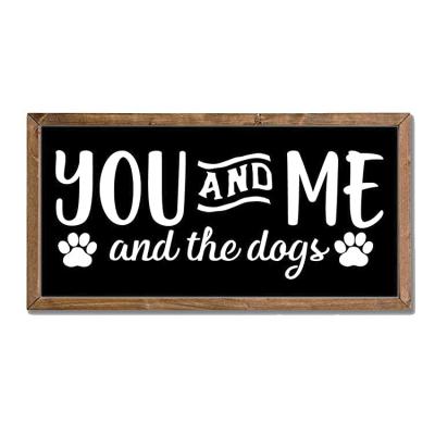 China Europe Distressed Rustic Wood Frame Sign Decor With Dog Sayings for sale