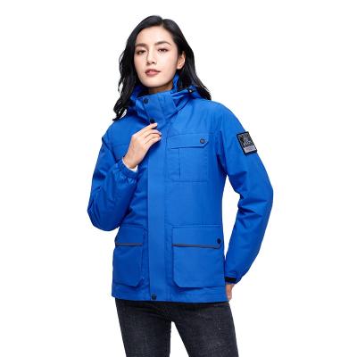 China Waterproof Chinese made blue color hooded duck down liner filling 2pieces in women one set jackets and coats for sale