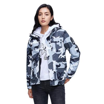 China Waterproof Chinese made camouflage color hooded duck down liner filling 2pieces in women one set jackets and coats for sale