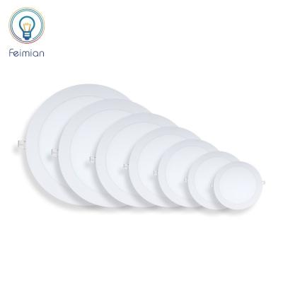 China 2700~6500k Ultrathin LED Panel Light 3w 6w 9w 12w 15w 18w Commercial 25w Recessed Round Shape LED Panel Lights for sale