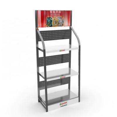 China Fashion style custom design metal car oil display racks stable metal display stand for motor oil China made for sale