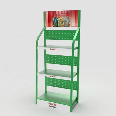 China Fashion Style Factory Customized 3 Tier Metal Lubricant Engine Motor Oil Display Rack for sale