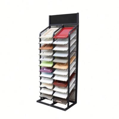 China Furniture Store Floor Exhibition Display Stand Rack For Metal Sliding Ceramic Tile for sale