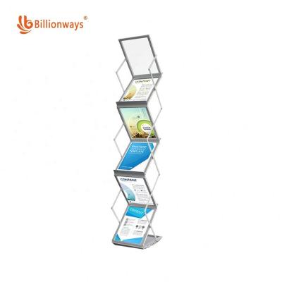 China Magazine Rack Movable Metal Display Fashion Brochure Outdoor Newspaper Rack for sale