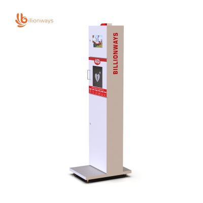 China Fashion Style Billionways First Aid Hospital Steel Medicine Indoor Use Standing AED Cabinet For Defibrillator for sale