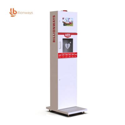 China Fashion Style Billionways Semi Automatic External Defibrillator First Aid and Curved Floor Standing AED Cabinet for sale