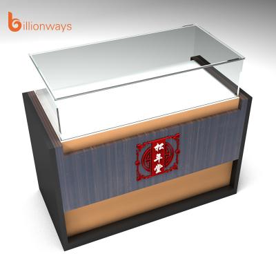 China Jewelry Store Display Showcase Plywood Cabinet Perfume Display Clear Glass Wooden Shelving For Store for sale