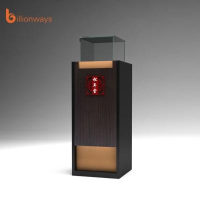 China Hot Sale Wood Jewelry Store Display Showcase Corner Stands Glass Corner Cabinets Tall Square Display Showcase for sale