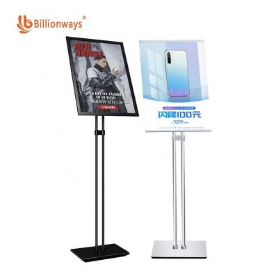 China Gray Gold Pedestal A2 Poster Stand A2 Size Floor Sign Foldable Telescopic Black Stand for sale