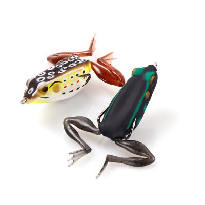 China Spinning Soft Plastic Swimming Lure Bass Pike Fishing Baits Vivid Fish Action 9cm Double 13.7g Hook Legs Frog Artificial Baits for sale