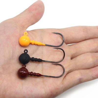 China Fish Hook Bait Hooks Colorful Metal Football Jig Head Around Angling Jighead Hook Fishing Tackle for sale