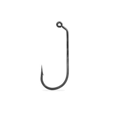 China High Carbon Steel Single Hook Baiting Hooks Worm Hook Tip Sharp Sharp for Bait Soft Black Nickel Barbed Hook for sale