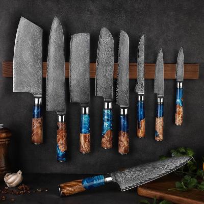 China Factory Sustainable Carbon Steel 67 Layer Japanese Damascus Chef Boning Cleaver Kitchen Knives VG10 Damascus Knife Set for sale