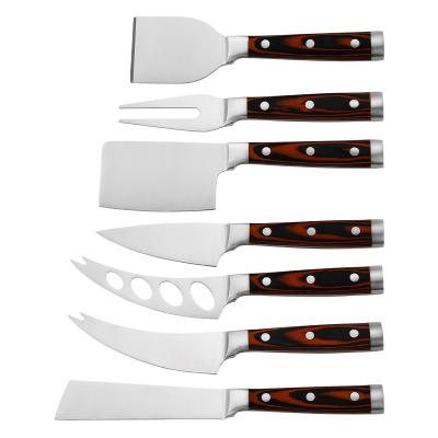 China Unique Viable Cheese Knife Tool Kit Wooden Handle Stainless Steel Blade Cheese Knife Set For Cheese Pizza for sale