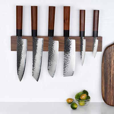 China RUITAI Viable Walnut Wooden Magnetic Knife Set Strong Magnetic Strip Knife Holder For Kitchen Wall Storage for sale