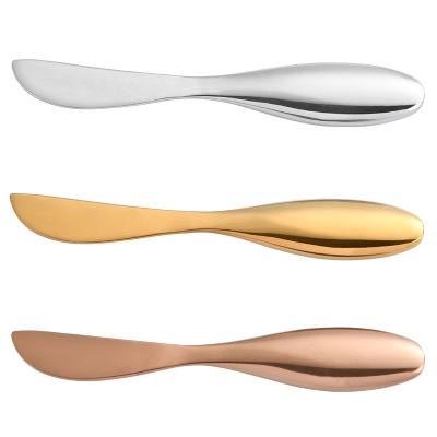 China Sustainable Quality Titanium Gold Stainless Steel Cheese Knife Handmade Butter Spreader for sale