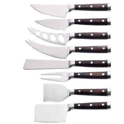 China Sustainable Amazon Butter Spreader Cutter Cheese Knife Set Series With Best Pakkawood Forged 430 SS Handle for sale