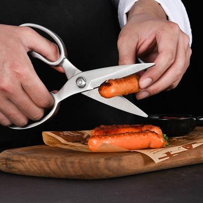 China 430 Various Color Stainless Steel Kitchen Poultry Shear Seafood Crab Cutter Multifunctional Kitchen Scissors With Sheath for sale