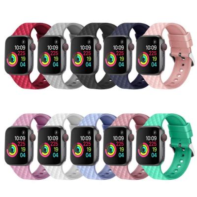 China Watch Band Fashionable Style New For Apple Watch Series 6 Se 5 4 3 Loop Sport Silicon Band For Apple Watch 40mm Silicone Rubber Rhombic Strap 44mm for sale